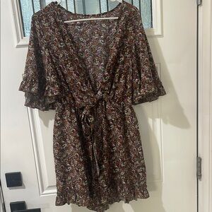 Floral Wrap Dress with Ruffle Sleeves